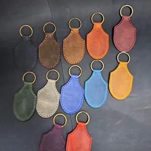 Dikişli hakiki deri anahtarlık